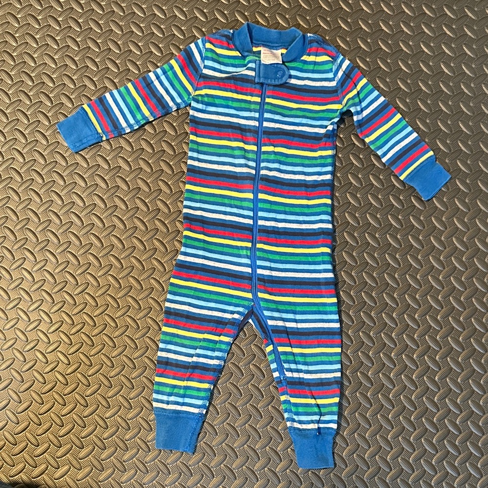 Hanna Andersson Striped Blue 12-18 month One Piece Pajamas